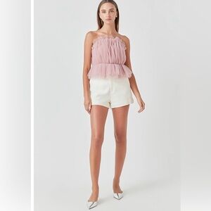 Endless Rose Strapless Tulle Peplum Top Lilac Pink Rose Size Medium Pre owned